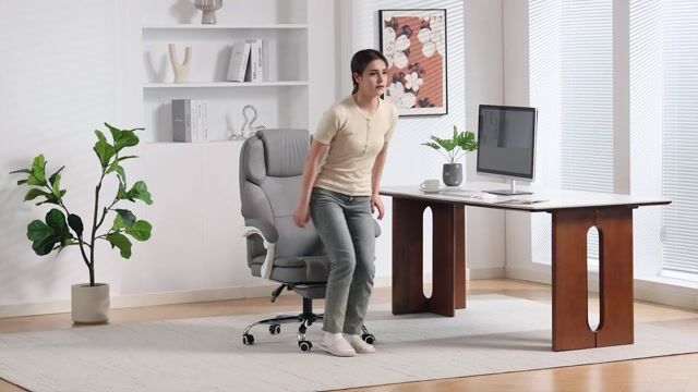 Chaise de bureau Cuir synthétique adapté aux gris, HOMCOM