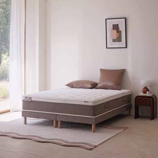 Ensemble matelas hybride Premium, 1326 ressorts, soutien ferme, et sommier taupe, LA REDOUTE INTERIEURS