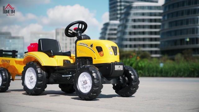 Voiture de chantier à pédales pour enfants jaune, HOMCOM