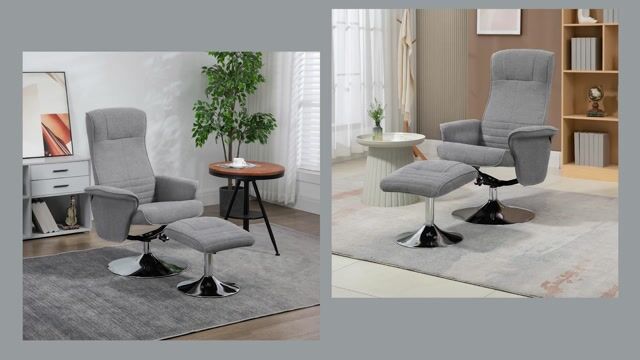 Fauteuil inclinable avec repose-pieds Tissu gris, HOMCOM