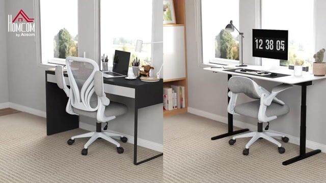 Chaise de bureau Maille (100% polyester) Gris gris clair, HOMCOM