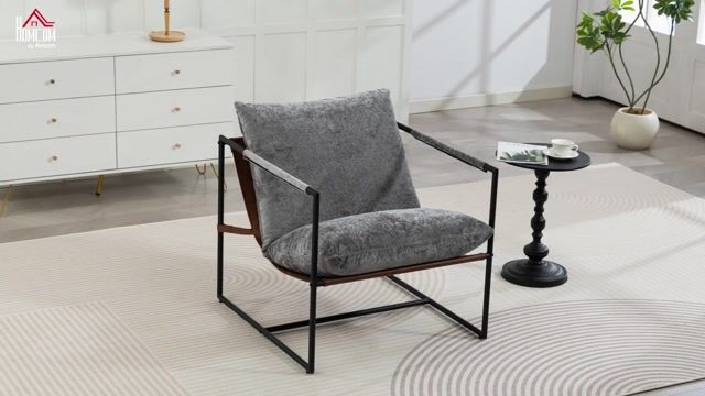 Accent Chair Velours imprimé (100 % gris clair, HOMCOM
