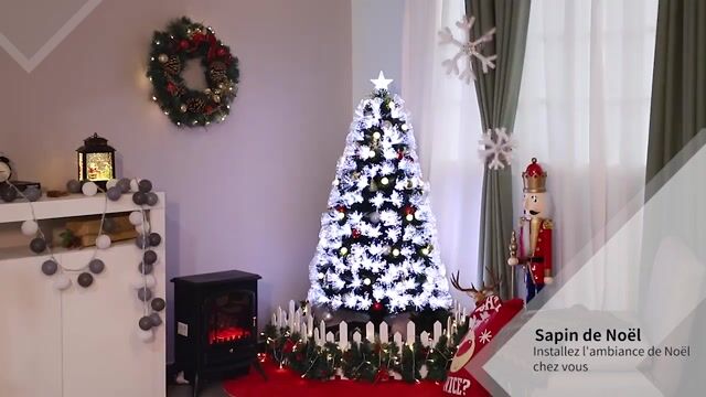 Sapin de Noël Plastique vert, blanc froid et blanc chaud, HOMCOM