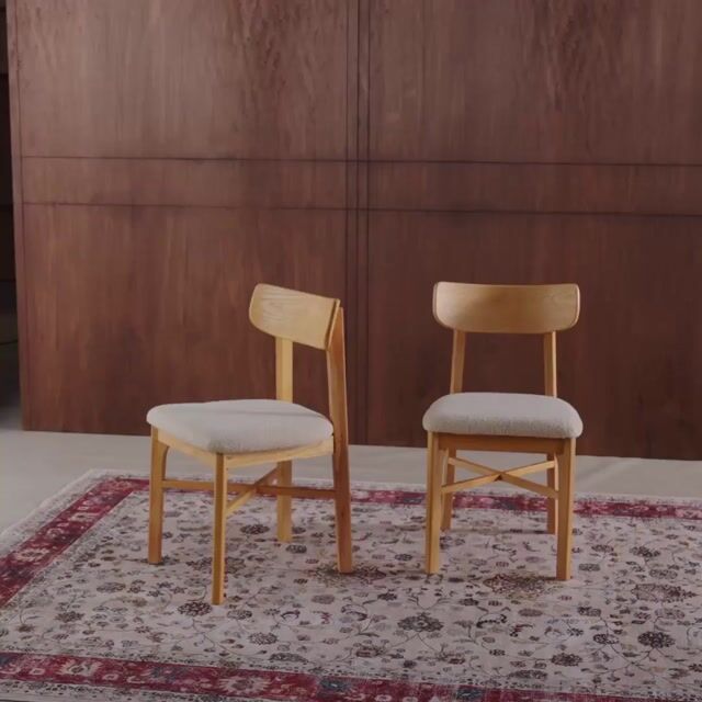 Chaise vintage bois d'hévéa et bouclette (lot de 2) THÉA naturel, SWEEEK