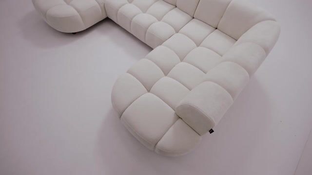 Canapé d'angle convertible  places en tissu chenille, LOVELY beige, BOBOCHIC