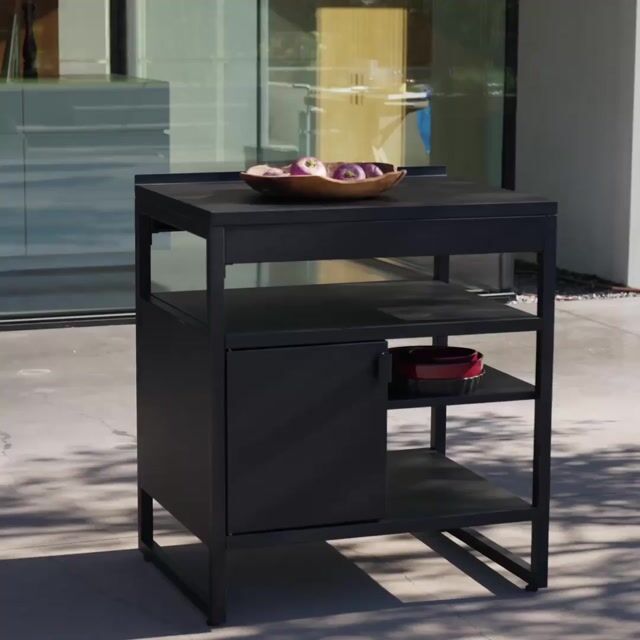 Module de cuisine extérieure acier 1 porte 3 étagères L80cm KEA noir, SWEEEK