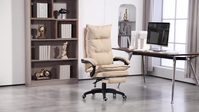Fauteuil de bureau avec fonction massage Lin beige, HOMCOM