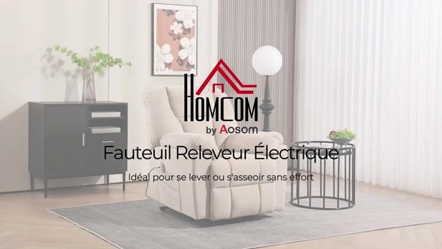 Fauteuil releveur multifonctionnel Velours beige, HOMCOM