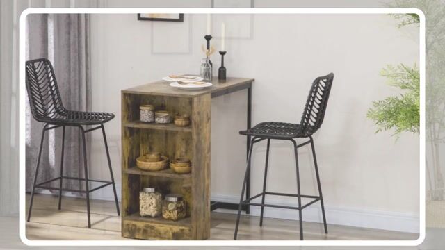 Tabouret de bar Résine tressée rotin PE Noir noir, HOMCOM