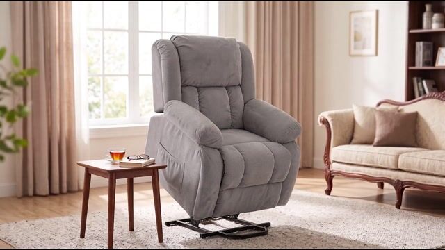 Fauteuil releveur multifonctionnel Velours gris clair, HOMCOM
