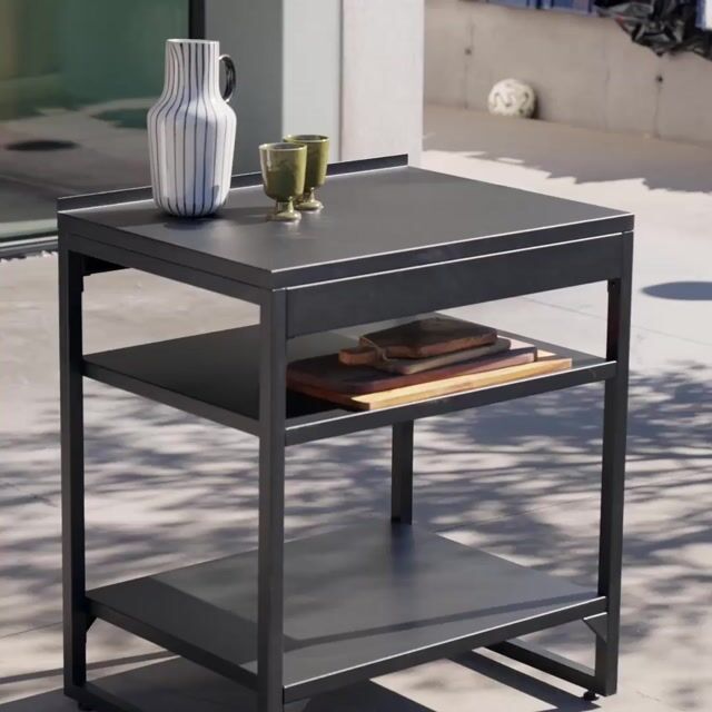 Module de cuisine extérieure acier 2 étagères L80cm KEA noir, SWEEEK