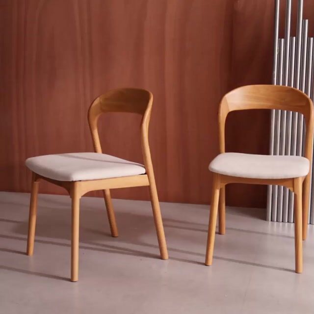 Chaise vintage bois d'hévéa et tissu (lot de 2) ATHENA naturel, SWEEEK