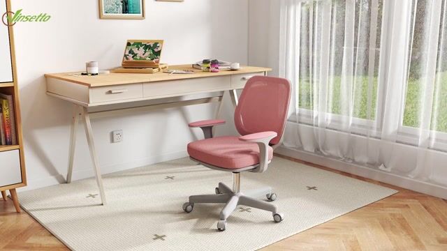 Chaise de bureau Tissu en maille (100% rose, blanc, HOMCOM