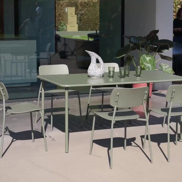 Table de jardin métal + 6 assises AMÉLIA + LIVA anthracite, SWEEEK
