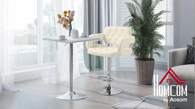 Tabouret de bar Revêtement synthétique Blanc blanc, HOMCOM