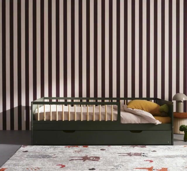 Lit gigogne enfant 90 x 190 cm pin naturel  avec sommier à lattes et tiroir ELIO blanc, SWEEEK