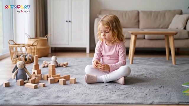 Cheval à bascule pour enfants Peluche rose, crinière multicolore, AIYAPLAY