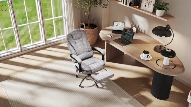Fauteuil de bureau avec fonction massage gris clair, HOMCOM