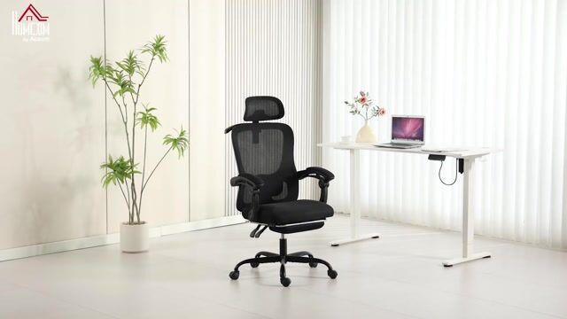 Chaise de bureau Maille (100 % polyester) noir, HOMCOM