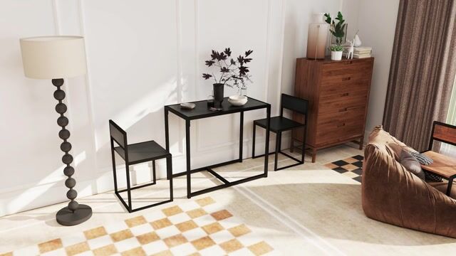 Ensemble de table à manger Métal Noir noir, HOMCOM