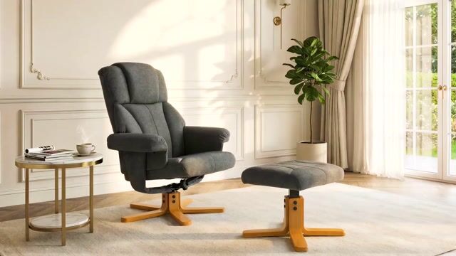 Fauteuil inclinable avec repose-pieds Velours gris foncé, HOMCOM