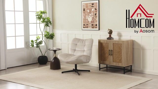 Accent Chair Chenille (100% polyester) Crème crème, HOMCOM
