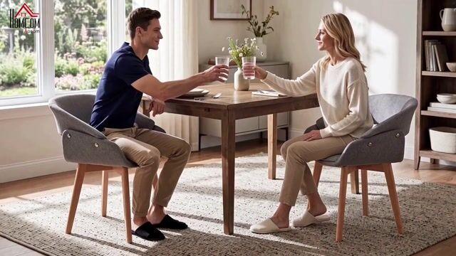 Chaise de salle à manger Tissu aspect lin gris clair, bois naturel, HOMCOM
