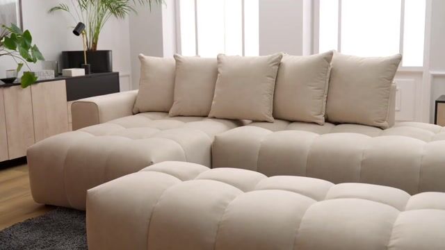 Pouf velours, MONT-BLANC gris foncé, BOBOCHIC