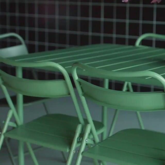 Table de jardin métal + 8 assises AMELIA vert, SWEEEK