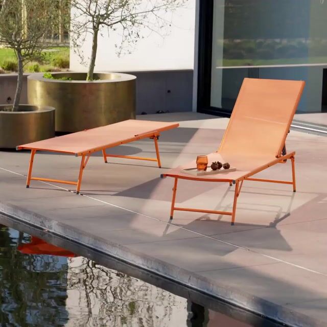 Bain de soleil acier textilène multi positions (lot de 2) TROPEA orange, SWEEEK