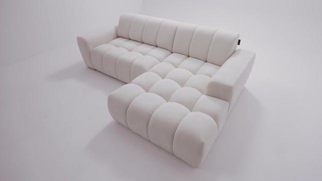 Canapé d'angle convertible 3 places en tissu chenille, THEO beige, BOBOCHIC