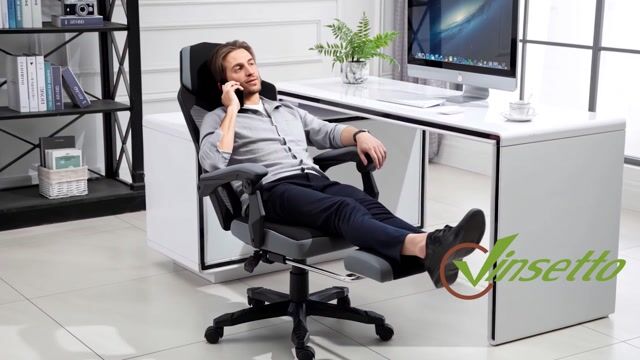 Chaise de bureau Tissus Gris gris et noir, HOMCOM