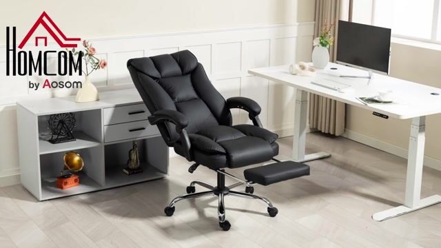 Chaise de bureau Revêtement synthétique Noir noir, HOMCOM