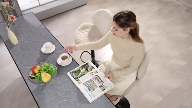 Tabouret de bar Chenille (100% polyester) beige, HOMCOM