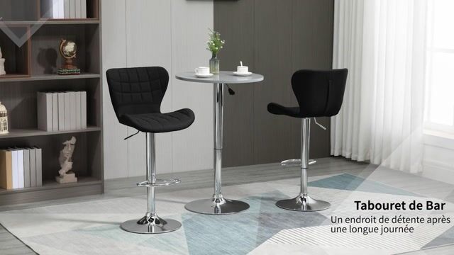 Tabouret de bar Lin Noir noir, HOMCOM