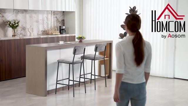 Tabouret de bar Chenille (100% polyester) gris, HOMCOM