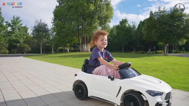 Voiture électrique à conducteur assis PP blanc, AIYAPLAY