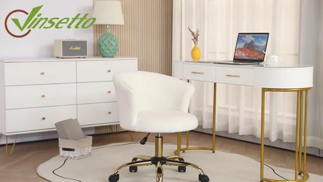Chaise de bureau Polyester Or blanc et or, HOMCOM