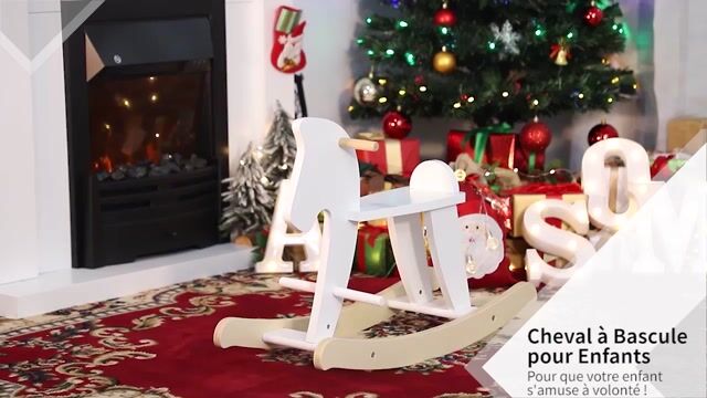 Cheval à bascule pour enfants Panneaux MDF blanc, HOMCOM