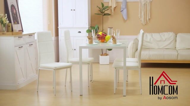 Ensemble de table à manger Métal Blanc blanc, HOMCOM