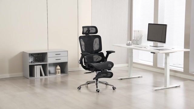 Chaise de bureau Maille (100% polyester) Noir noir, HOMCOM