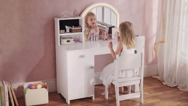 Ensemble de coiffeuse pour enfants MDF Blanc blanc, AIYAPLAY