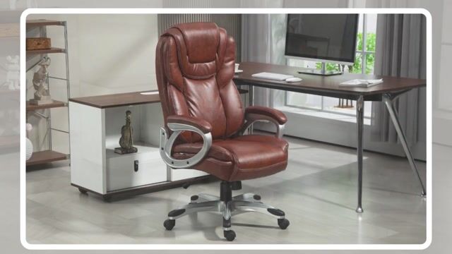Chaise de bureau Revêtement synthétique marron, HOMCOM