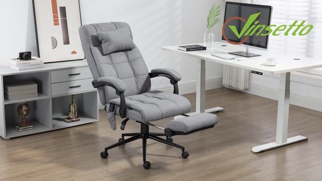 Fauteuil de bureau avec fonction massage gris, HOMCOM