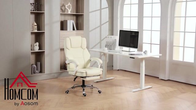 Chaise de bureau Cuir synthétique Beige beige, HOMCOM