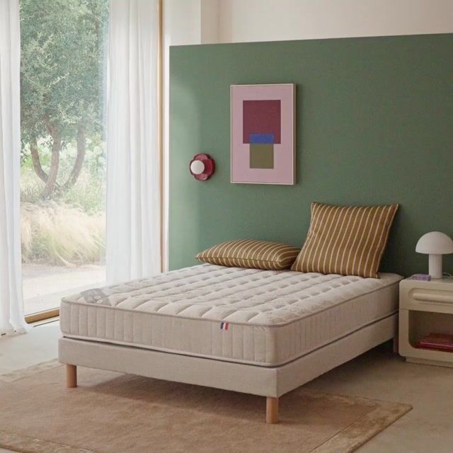 Ensemble matelas 580 ressorts, soutien mi-ferme, accueil moelleux et sommier beige lin, LA REDOUTE INTERIEURS
