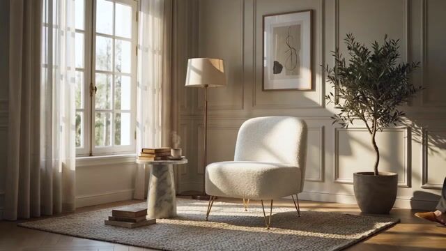 Accent Chair Tissu bouclette (100% polyester) blanc, HOMCOM