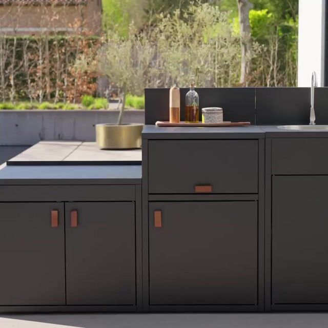 Cuisine extérieure 3 modules acier inoxydable THIRA 3 MODULES noir, SWEEEK