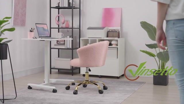 Chaise de bureau Polyester Rose rose, doré, HOMCOM