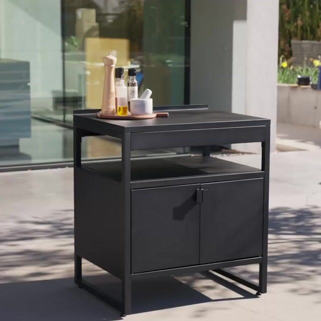 Module de cuisine extérieure acier 2 portes L80cm KEA noir, SWEEEK